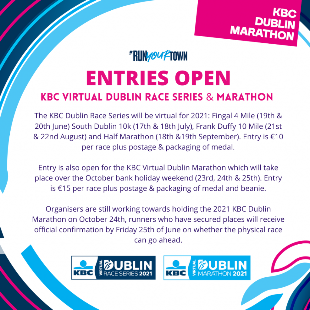Irish Life Dublin Marathon 2024 Entries Open 2021 KBC Virtual Race